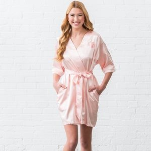 Wedding Star Blush Pink Satin Robe